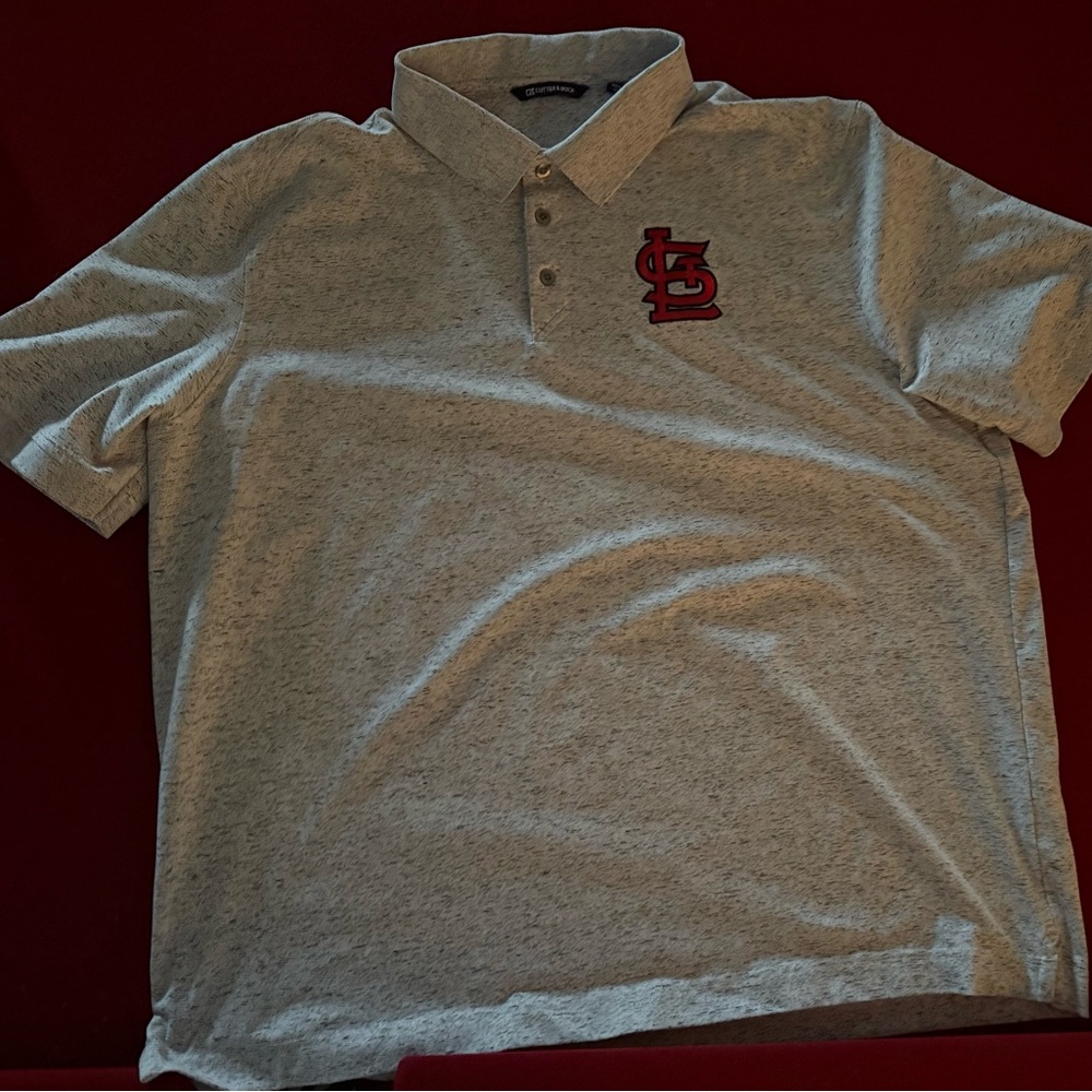 Cutter&Buck Gray Polo Shirt with St. Louis Cardinals logo